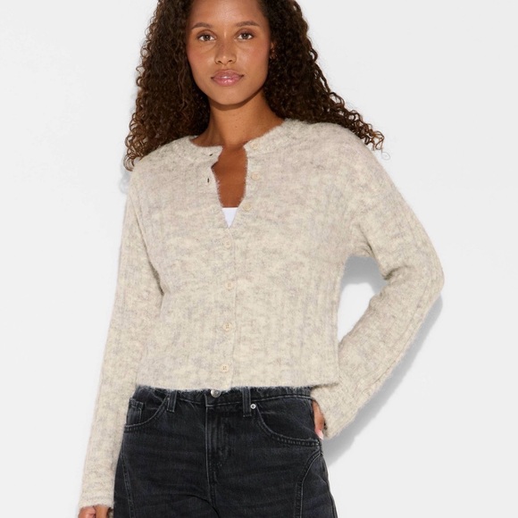 Wild Fable Light Gray Ribbed Cardigan - Picture 6 of 7